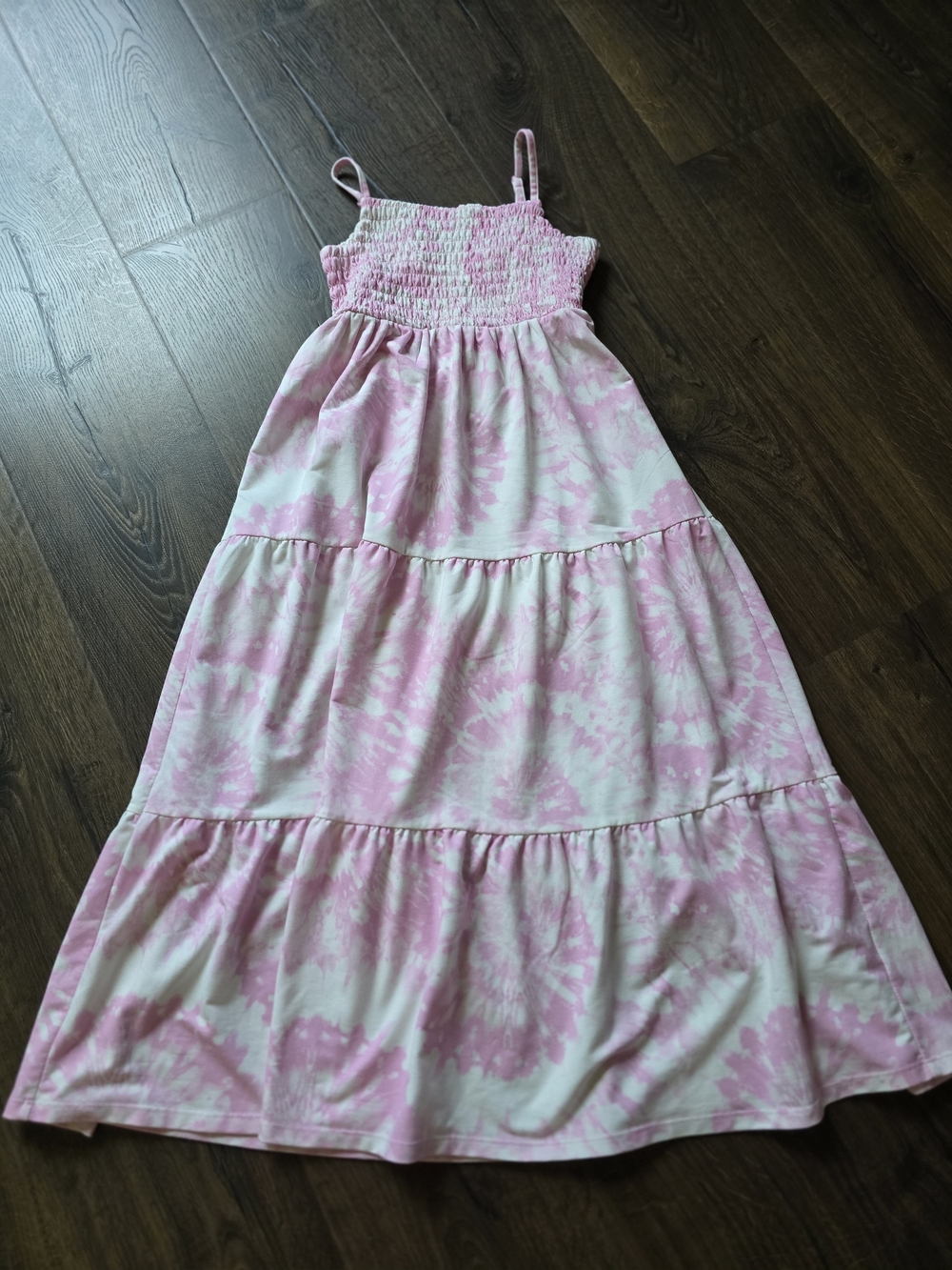 32 Degrees Pink Tie-Dye Tiered Smocked Maxi Dress For Girls